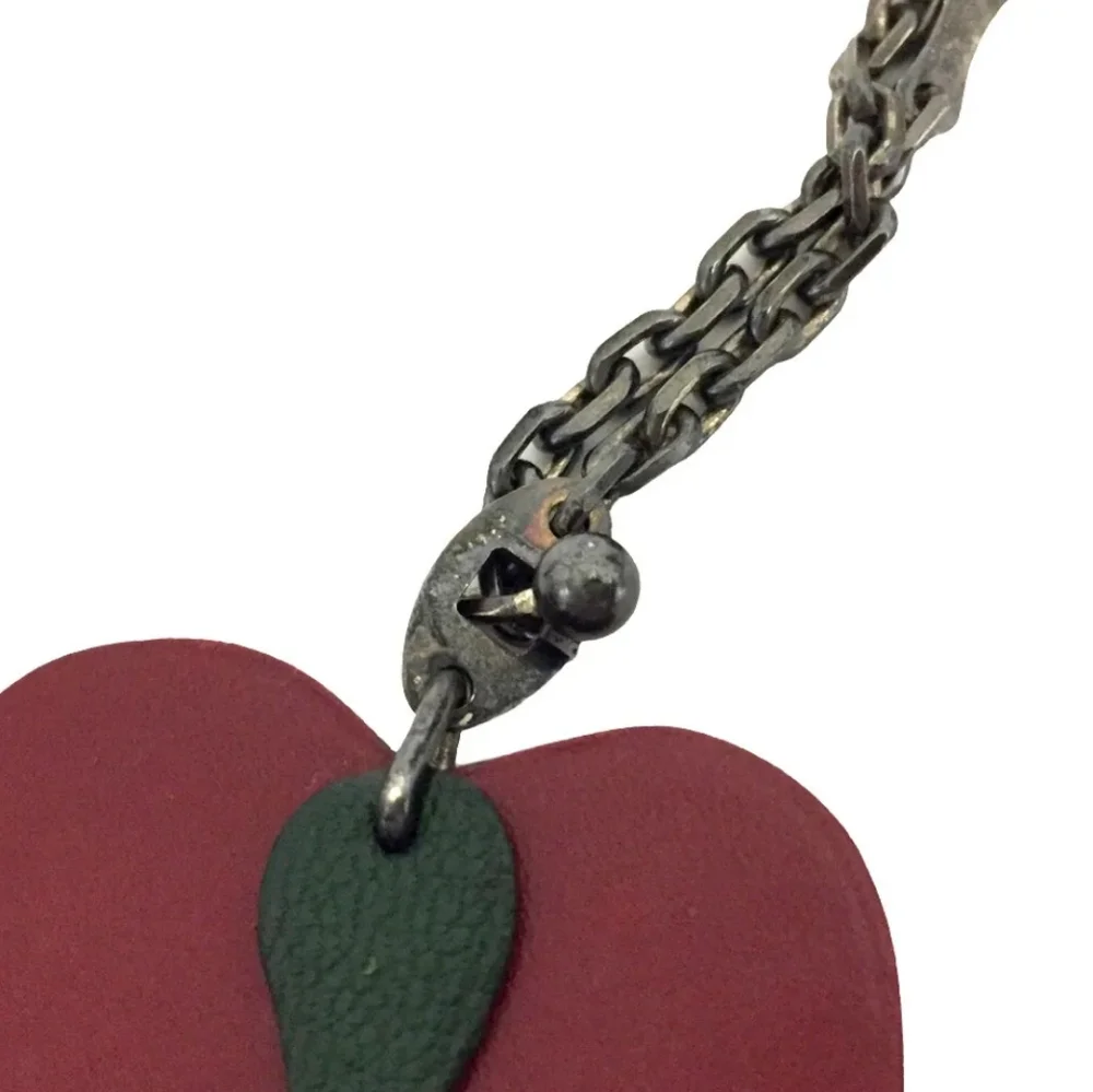 HERMES APPLE MOTIF LEATHER FRUIT BAG CHARM
